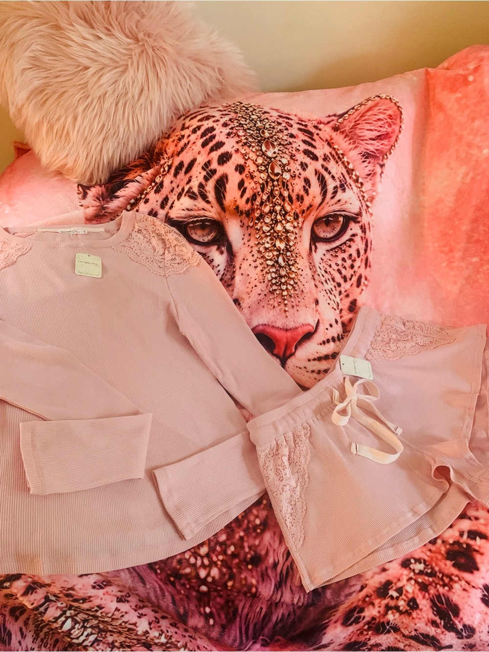 Free People Made You Blush Shirt & Shorts Loungewear Set Pink Lotus Medium NWT